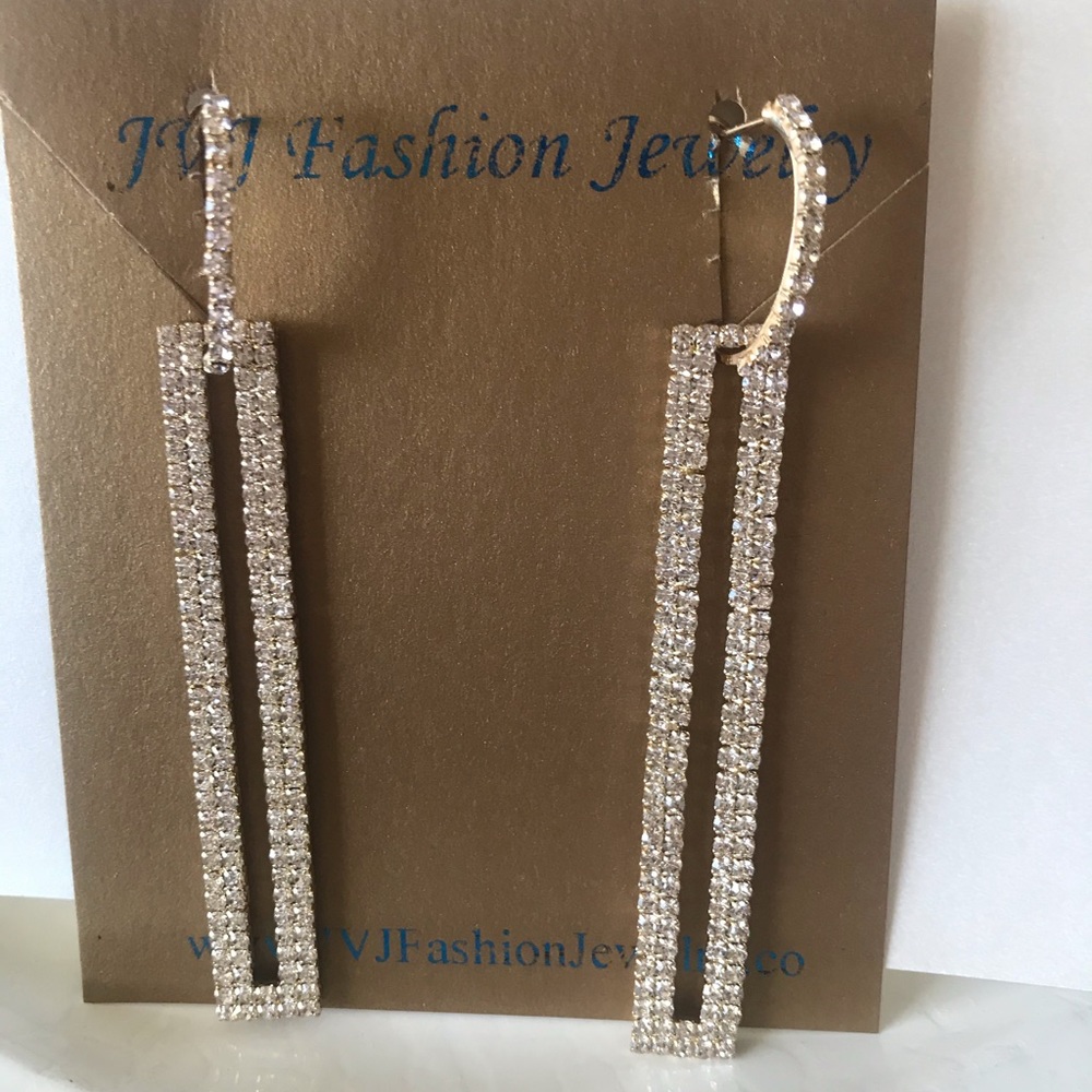 Rhinestone earrings gold plated